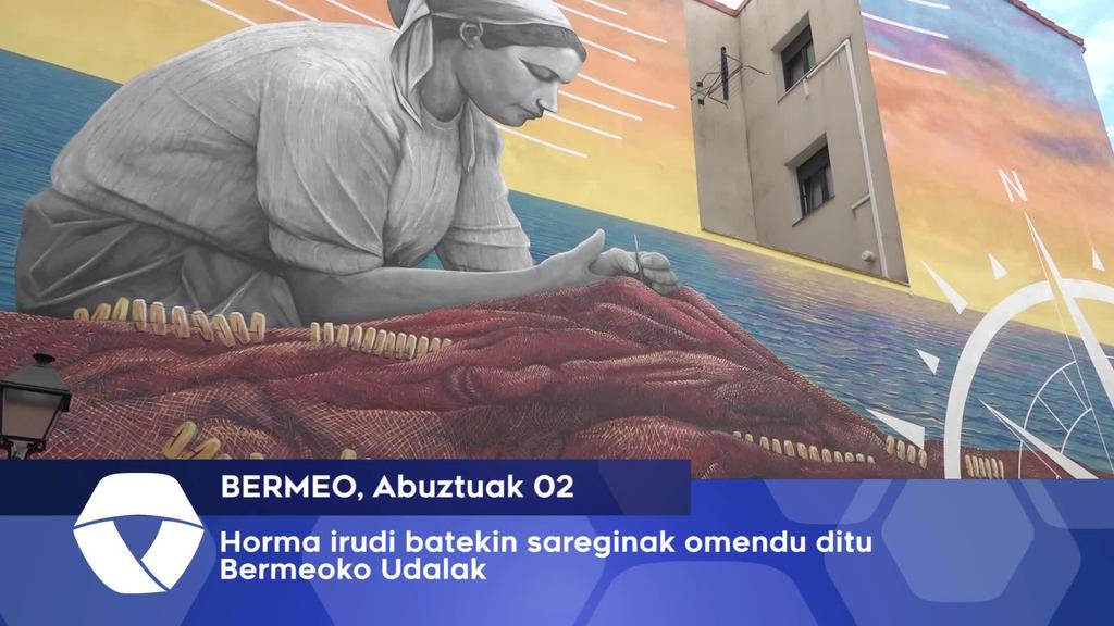 Bermeoko sareginak omendu ditu Bermeoko Udalak horma irudi ikusgarri batekin