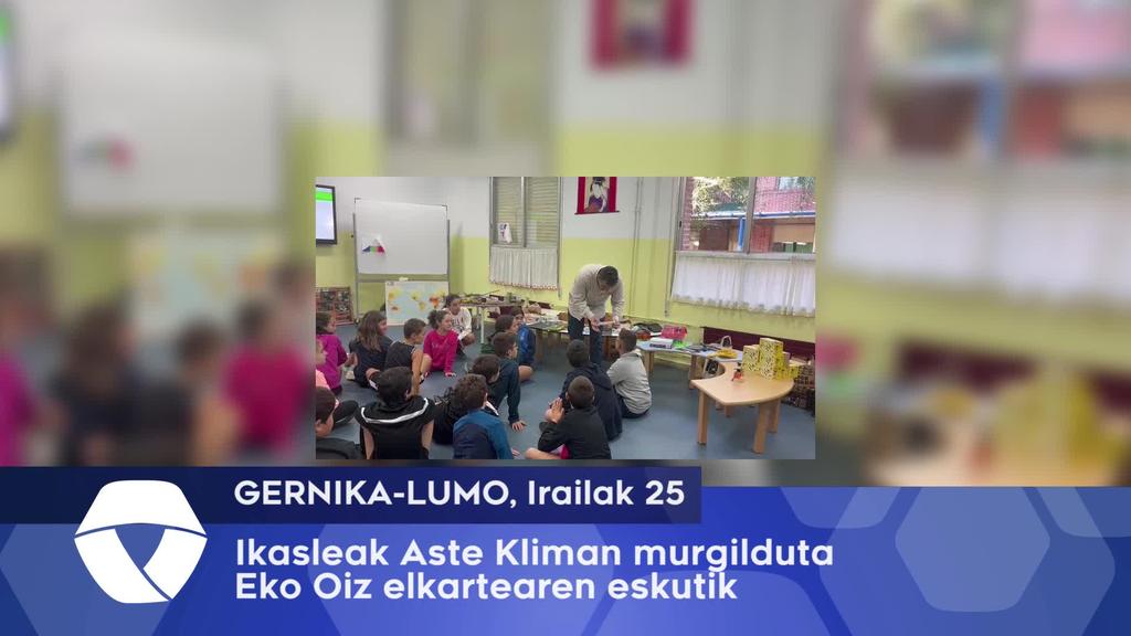 Ikasleak Aste Kliman murgilduta Eko Oiz en eskutik