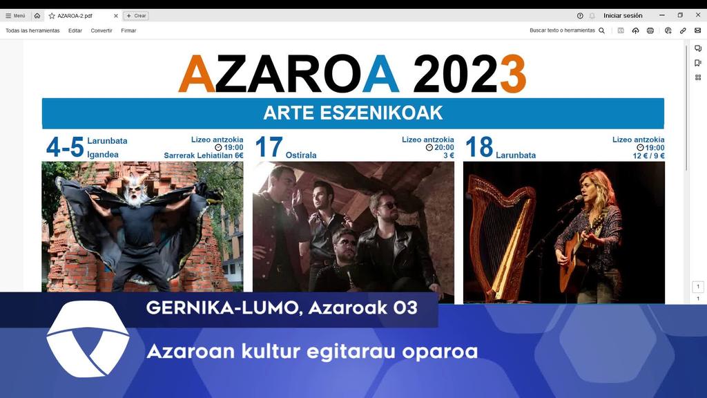 Azaroan kultur egitaru oparoa izango da Gernika-Lumon