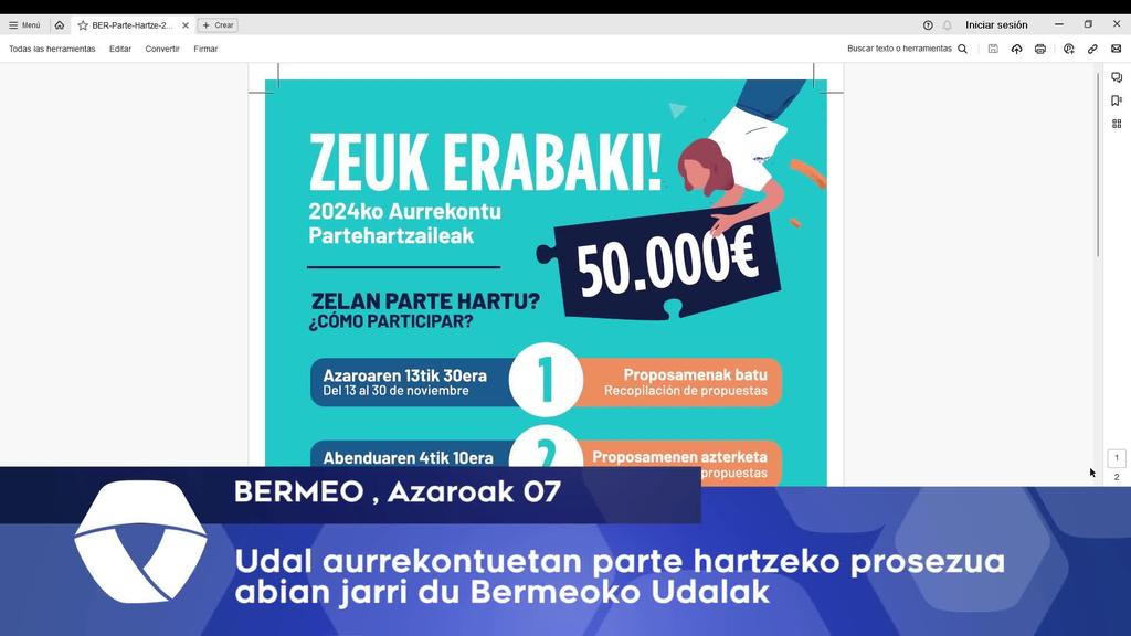 Bermeoko Udalak 2024ko udal aurrekontuetan parte hartzeko prosezua jarri du abian