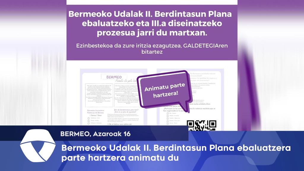 Bermeoko Udalak II. Berdintasun Plana ebaluatzeko gonbidapena bota dio herritarrei