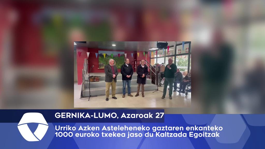 Gaztaren enkanteko 1000 euroak Kaltzada Egoitzarentzako