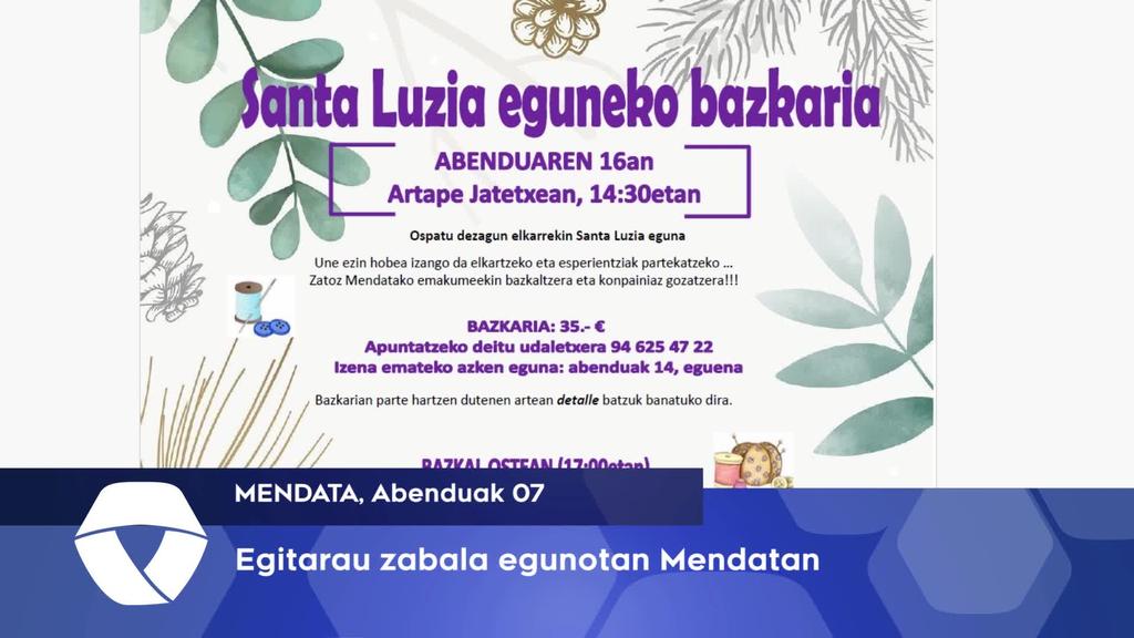 Egitarau zabala egunotan Mendatan