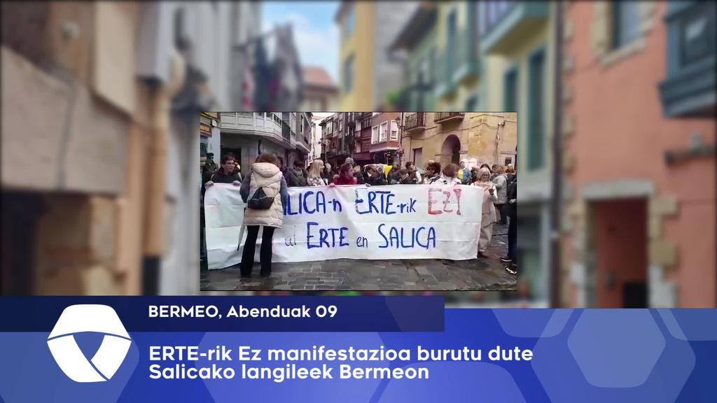 Salica-ko langileek manifestazioa burutu dute ERTE ari ezetz esateko