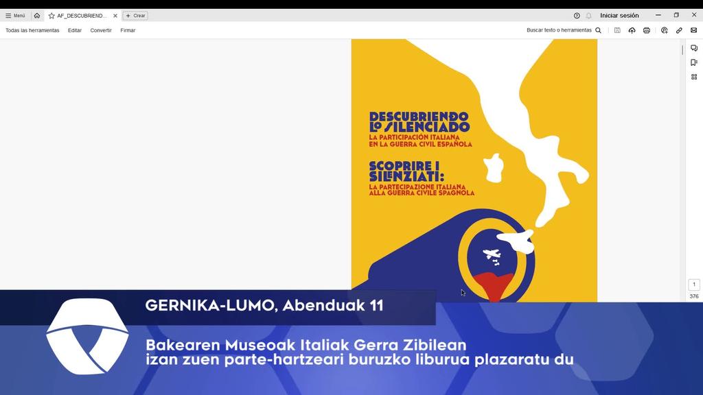 Gerra Zibilean italiar parte hartzeari buruzko liburua aurkeztu du Bakearen Museoak