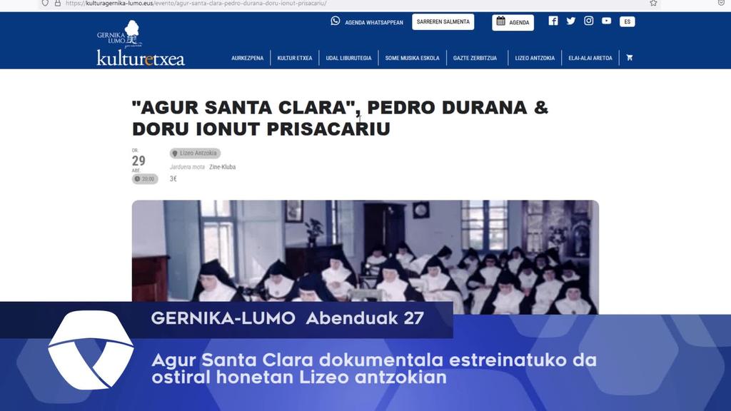 Agur Santa Clara estreinatuko da abenduaren 29an Lizeo Antzokian