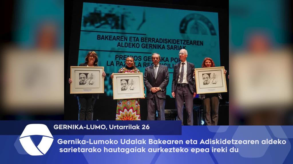 Gernika-Lumoko Udalak Bakearen eta Adiskidetzearen aldeko sarietarako hautagaiak aurkezteko epea ireki du