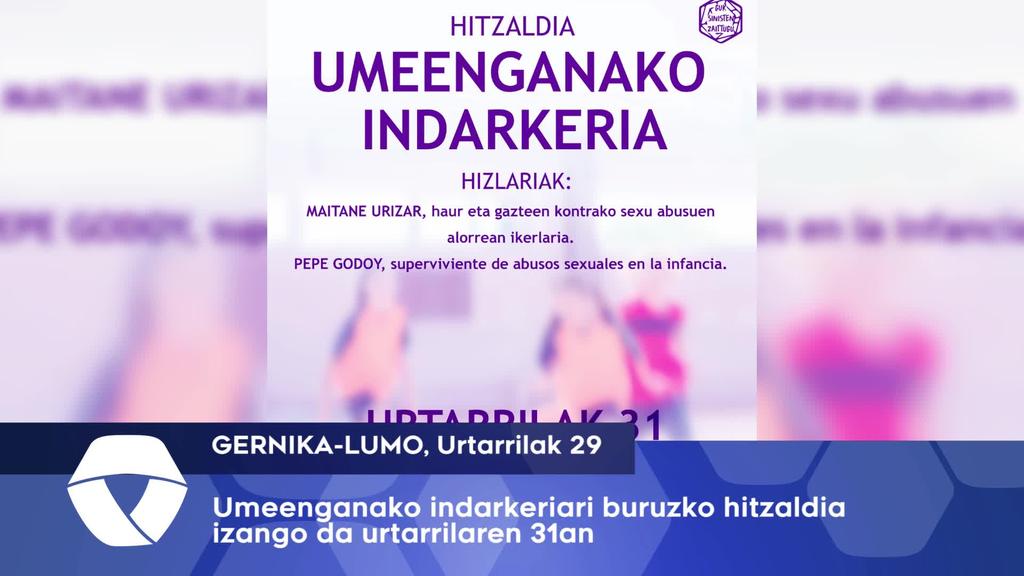Umeenganako indarkeriari buruzko hitzaldia izango da urtarrilaren 31an