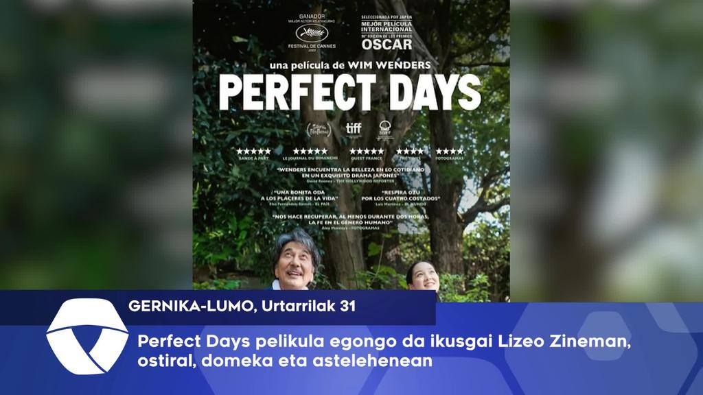 Perfect Days pelikula egongo da ikusgai Lizeo Zineman