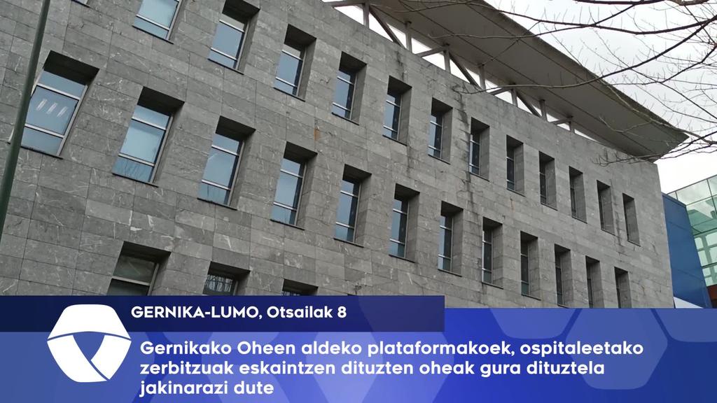 Gernikako Oheen aldeko plataformakoek, ospitaleetako zerbitzuak eskaintzen dituzten oheak gura dituztela jakinarazi dute