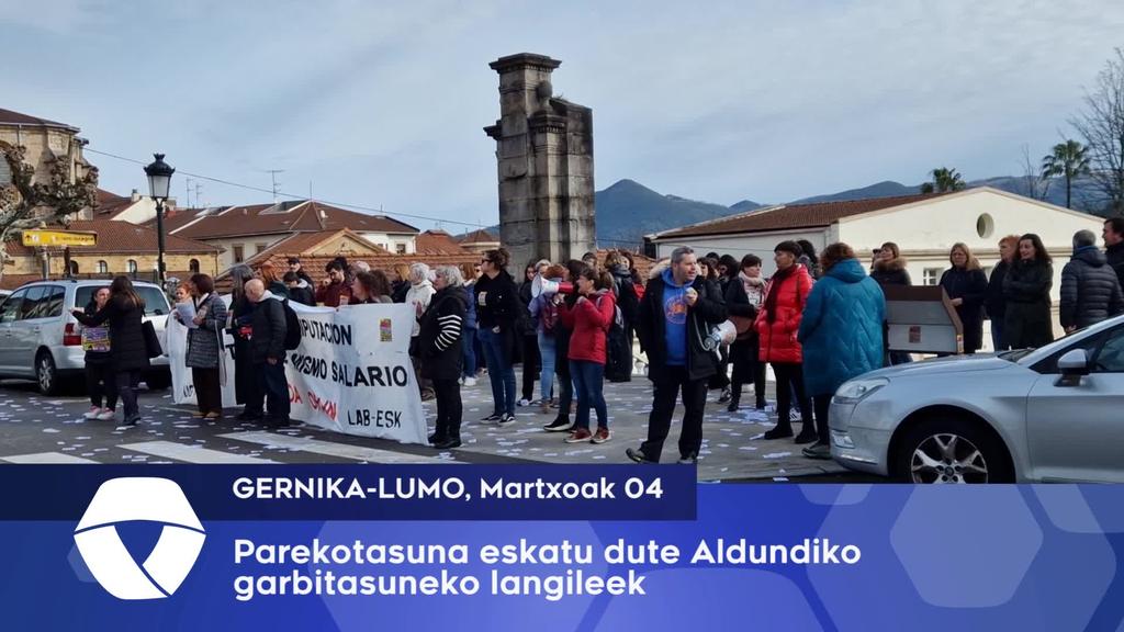 Parekotasuna eskatu dute Aldundiko garbitasun langileek