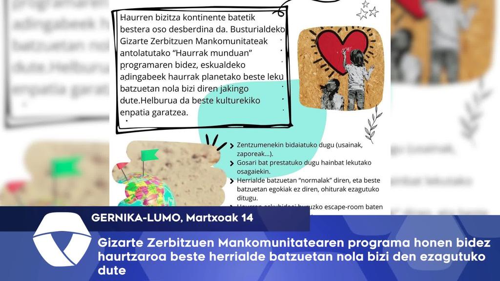 Gizarte Zerbitzuen Mankomunitatearen programari esker, haurtzaroa beste herrialde batzuetan noila bizi den ezagutuko dute
