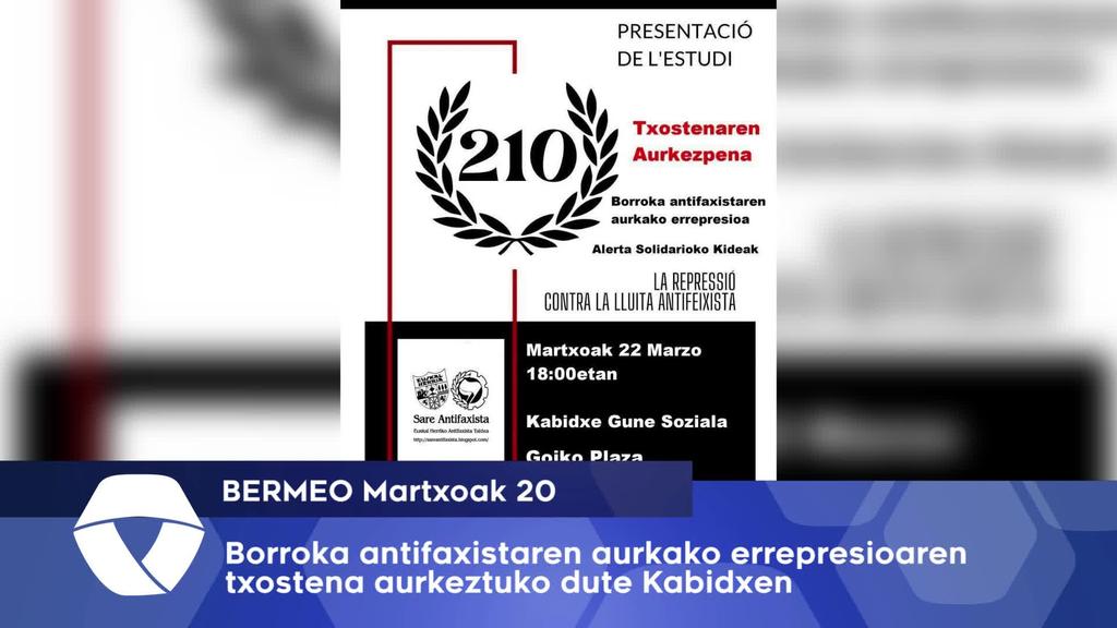 Borroka antifaxistaren aurkako errepresioari buruzko txostena aurkeztuko da Kabidxen