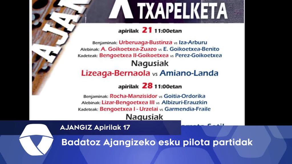 Badatoz Ajangizeko esku pilota partidak