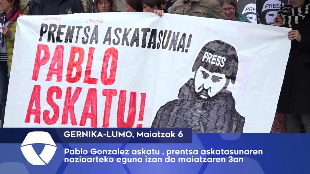 Pablo Gonzalezen askatasuna eskatu dute prentsa askatasunaren egunean