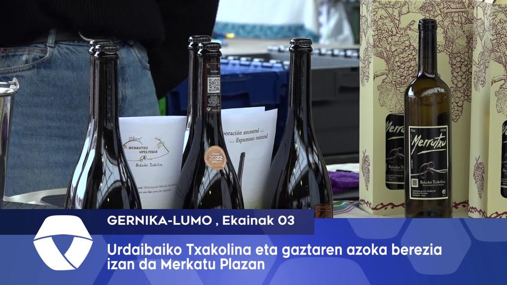 Urdaibaiko Txakolina eta gaztaren Azoka Berezian giro polita izana da Merkatu Plazan