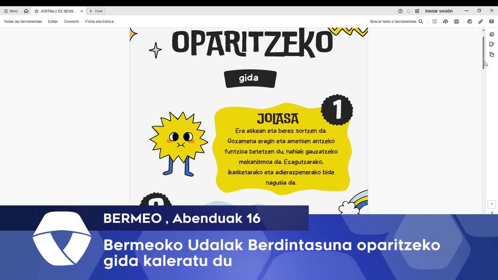 Bermeoko Udalak Berdintasuna oparitzeko gida kaleratu du