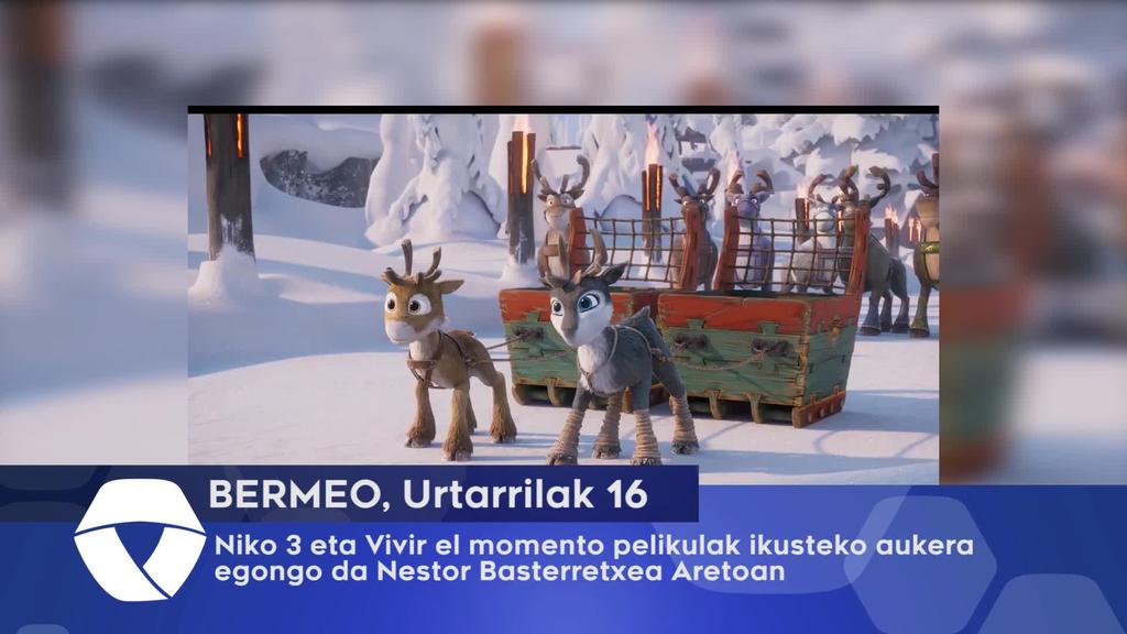 Niko 3 eta Vivir el momento pelikulak ikusteko aukera egongo da Nestor Basterretxea Aretoan