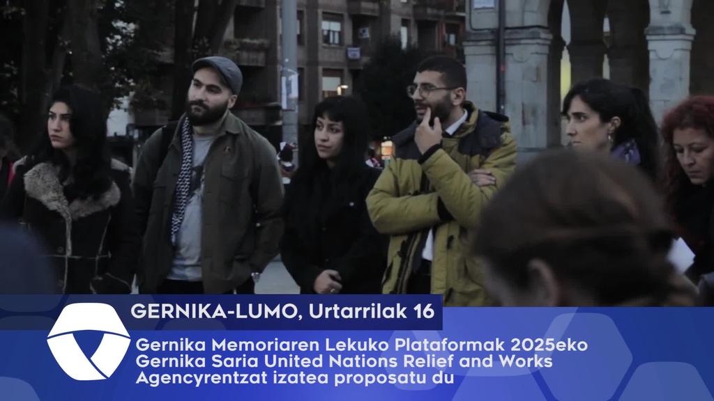 Gernika Memoriarn Lekuko Plataformak 2025eko Gernika Saria United Nations Relief and Works Agency-rentzat izatea proposatu du