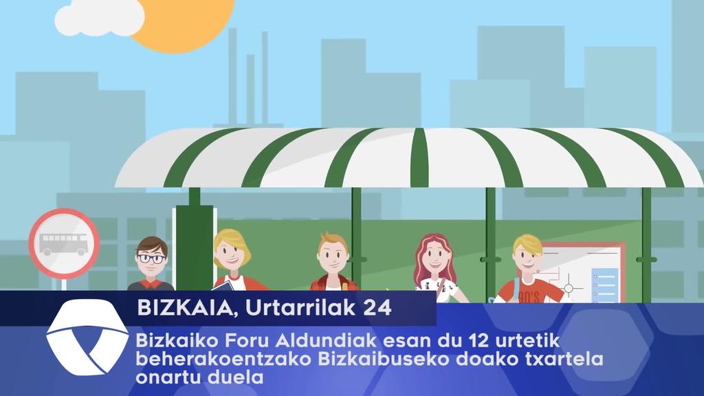Bizkaiko Foru Aldundiak esan du 12 urtetik beherakoentzako Bizkaibuseko doako txartela onartu duela