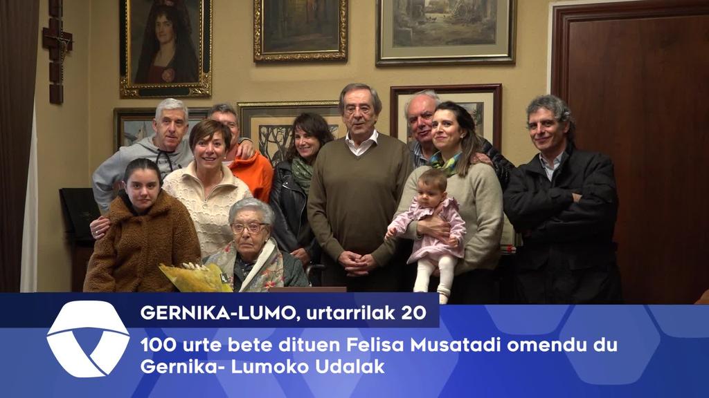 100 urte bete dituen Felisa Musatadi omendu du Gernika-Lumoko Udalak