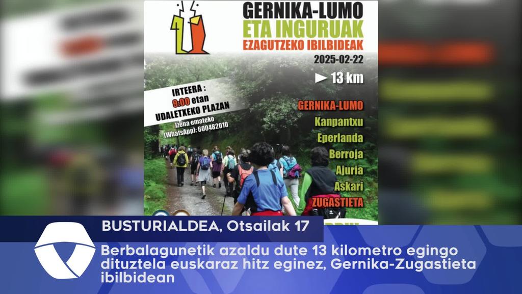 Berbalagunetik azaldu dute 13 kilometro egingo dituztela euskaraz hitz eginez, Gernika-Zugastieta ibilbidean