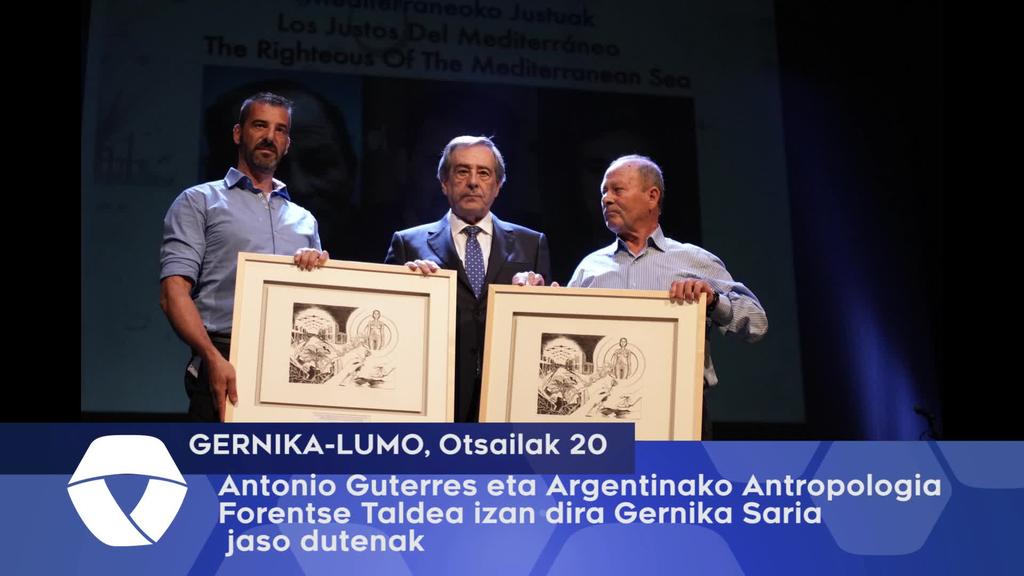 Antonio Guterres eta Argentinako Antropologia Forentse Taldea izan dira Gerika Saria jaso dutenak