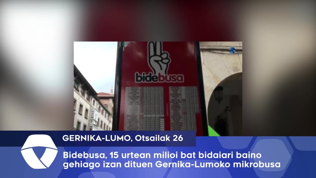 15 urtetan milioi bat bidaiaritik gora izan du Gernika-Lumoko Bidebusak