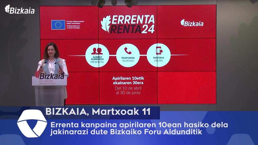 Errenta kanpaina apirilaren 10ean hasiko dela jakinarazi dute Bizkaiko Foru Aldunditik