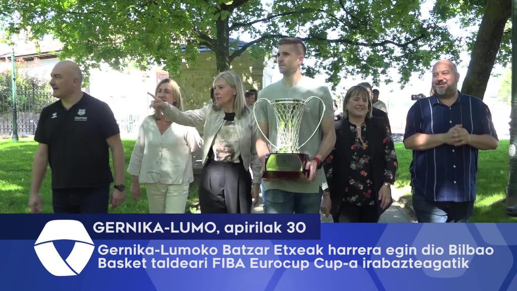 Gernika-Lumoko Batzar Etxeak harrera egin dio Bilbao Basket taldeari FIBA Eurocup-a irabazteagatik