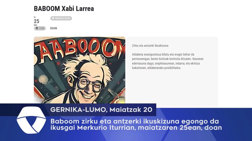 Baboom zirku eta antzerki ikuskizuna egongo da ikusgai Merkurio Iturrian, maiatzaren 25ean, doan