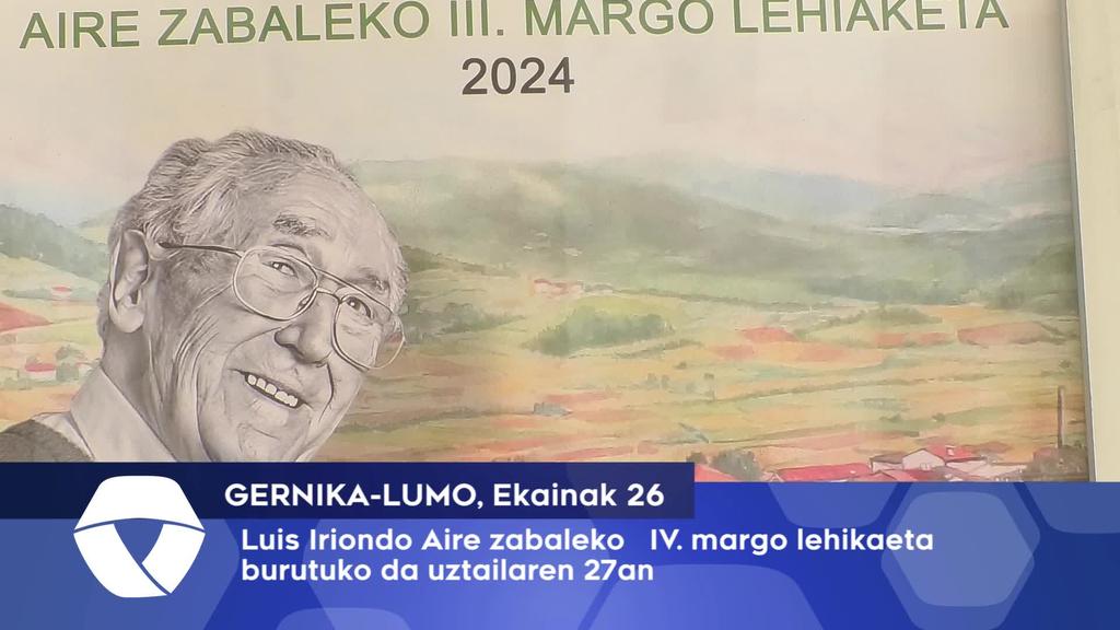 Luis Iriondo Aire Zabaleko margo lehiaketa burutuko da uztailaren 27an
