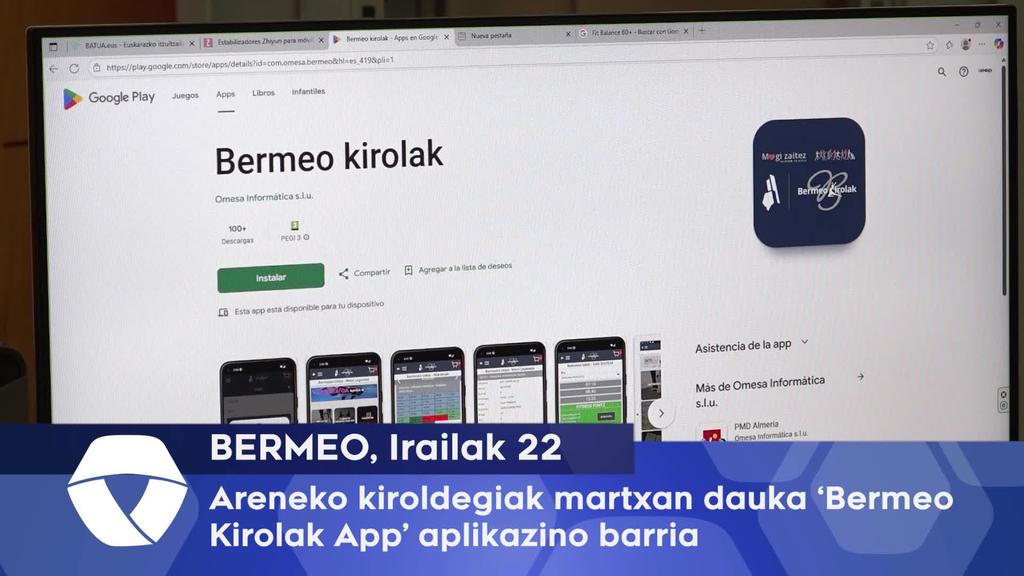 Areneko kiroldegiak martxan dauka ‘Bermeo Kirolak App’ aplikazino barria